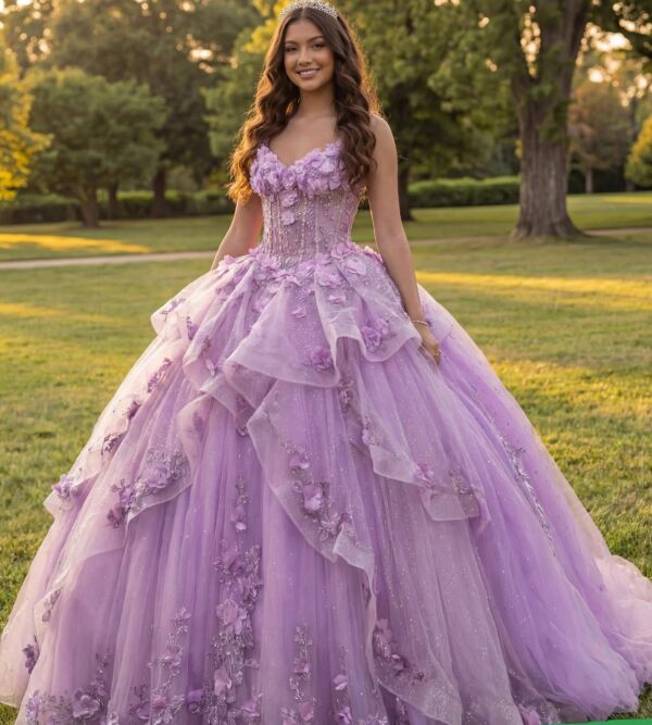 Jovani Q43810 Layered Skirt Lace-Up Back Quinceanera Dress