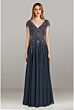 Feriani Couture 18471 V-Neck Sheer Sleeves Dress