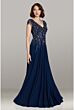 Feriani Couture 18471 V-Neck Sheer Sleeves Dress