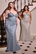 LaDivine CC398C Sweep Train Embellished Plus Size Dress