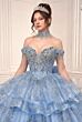 LaDivine 15742 Light Blue Back Bow 2-Way Skirt XV Anos Dress