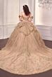 LaDivine 15743 Plunging Off The Shoulder Mocha Gold Sweet 16 Gown