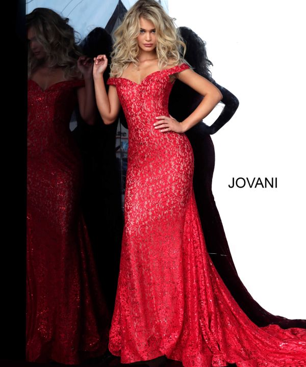 Jovani 64521 Beaded Lace Prom Dress