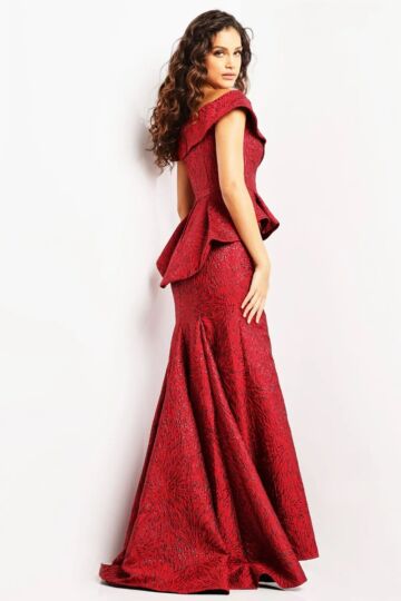 Jovani 03944 High Slit Peplum Dress