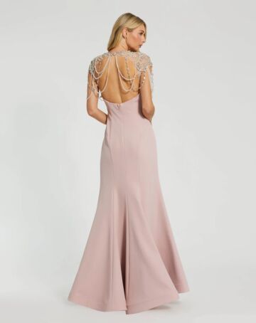 Mac Duggal 11775 Fit And Flare Embellished Neck Dress
