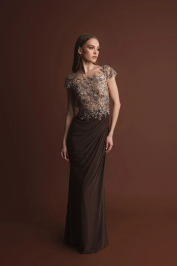 Mac Duggal 21100 Jewel Illusion Neckline Embellished Bodice Dress