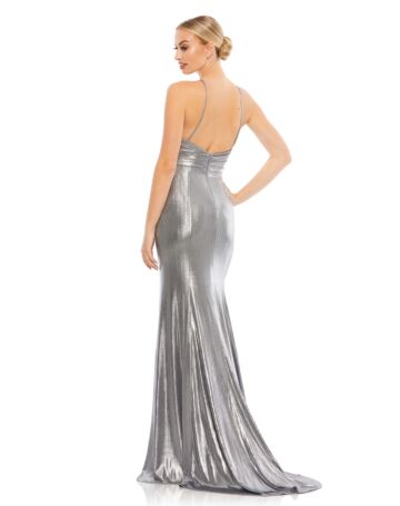 Mac Duggal 26408 Plunging Neckline Metallic Dress