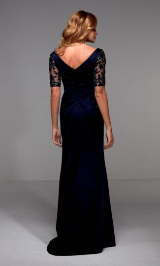 Alyce Paris 27498 Embellished Sleeves Pleated Dress