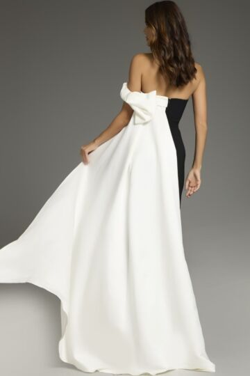 Jovani 38864 Long Cape Off The Shoulder Dress