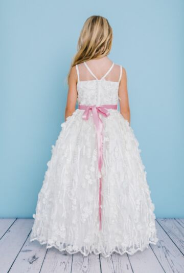 Rosebud 5133 Illusion Neckline Flower Girl Dress