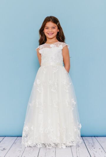 Rosebud Fashions 5137 Floral Appliques Flower Girl Dress