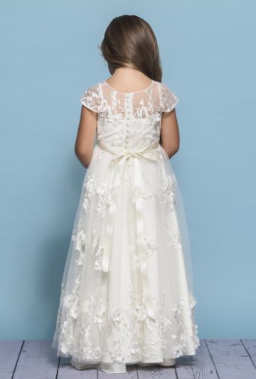 Rosebud Fashions 5137 Floral Appliques Flower Girl Dress