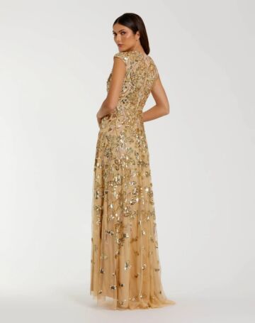 Mac Duggal 5647 Jewel Neck Cap Sleeve Dress