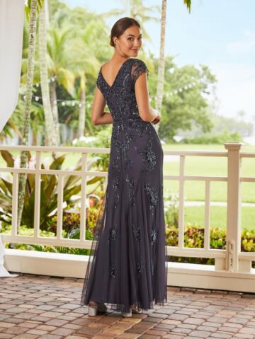 Adrianna Papell 40160 Floral Beaded Dress