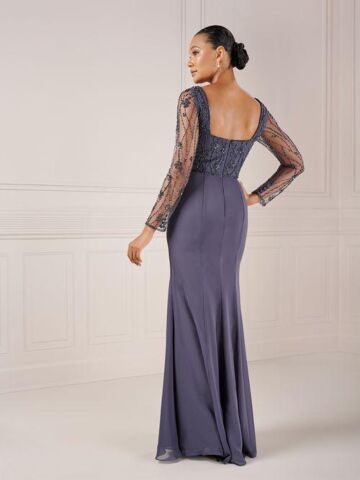 Adrianna Papell 40444 Square Neck Illusion Sleeve Dress