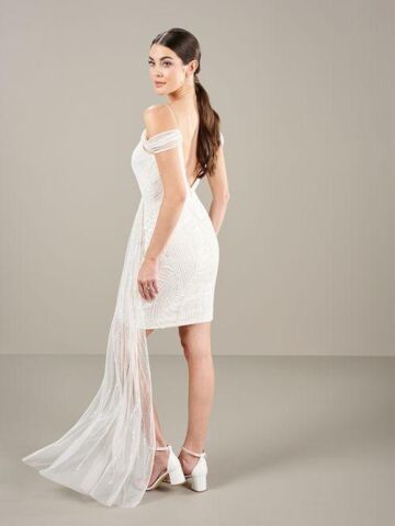 Adrianna Papell 40449 Tulip Skirt Short Wedding Dress
