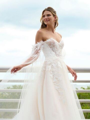 Adrianna Papell 31277 Removable Sleeve Illusion Bridal Gown