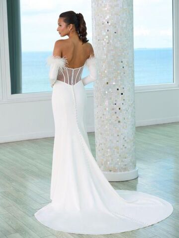 Adrianna Papell 31280 Illusion Back Removable Sleeve Wedding Dress