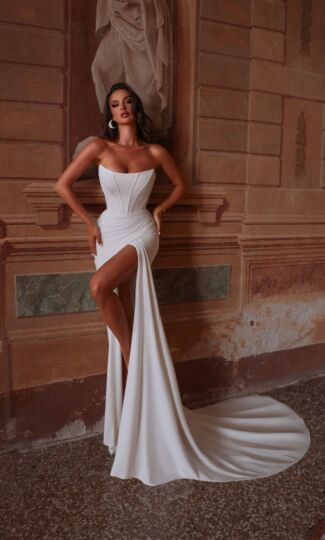 Alyce Paris 7102 Strapless Drape Skirt Wedding Dress