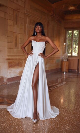 Alyce Paris 7111 High Slit Scoop Neck Wedding Gown