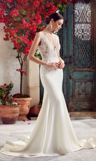 Alyce Paris 7016 Plunging Lace Bodice Wedding Dress