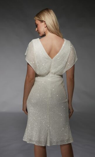 City Hall Wedding Dress Alyce Paris 70063 Batwing Sleeve 