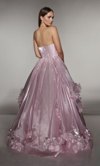 Alyce Paris 62014 Removable Floral Strap Corset Bodice Dress