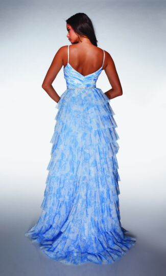 Alyce Paris 62018 Tiered Ruffle Skirt Spaghetti Strap Dress