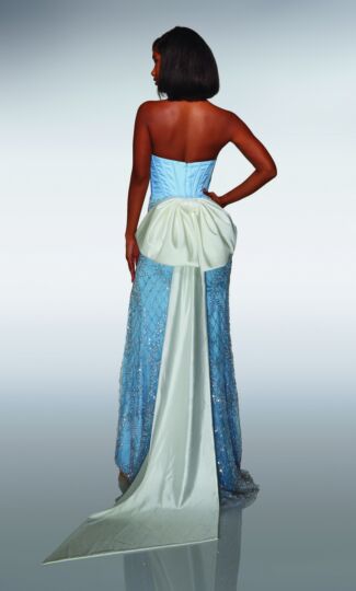 Alyce Paris 62031 Plunging Neck Back Bow Beaded Dress