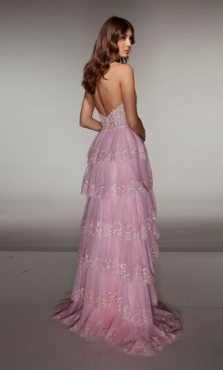 Alyce Paris 62037 High Slit Plunging Halter Neck Dress