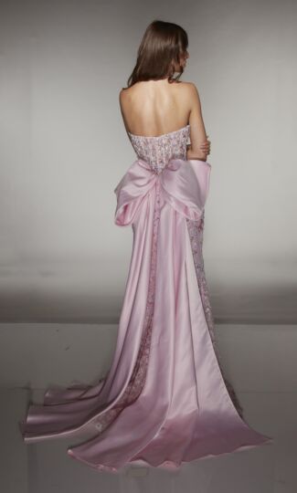 Alyce Paris 62044 High Slit Back Bow Beaded Dress