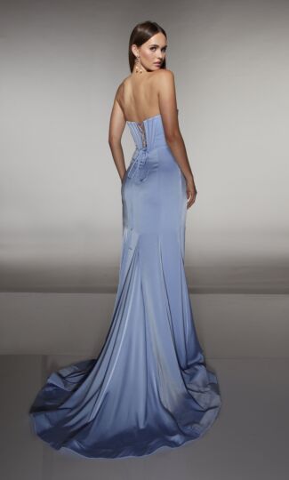 Alyce Paris 62062 Beaded Neck Draped Skirt Dress