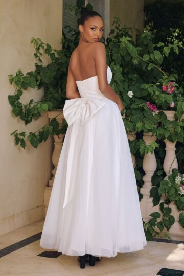 Amoris T712W Lara Straight Neckline Backless Wedding Dress For Civil Courthouse Wedding