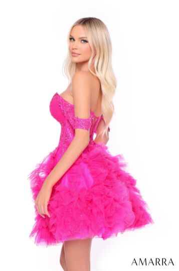 Amarra 88064 Ruffle Skirt Embroidered Corset Dress