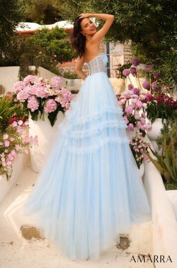 Amarra 88794 Ruffle Skirt Illusion Corset Dress