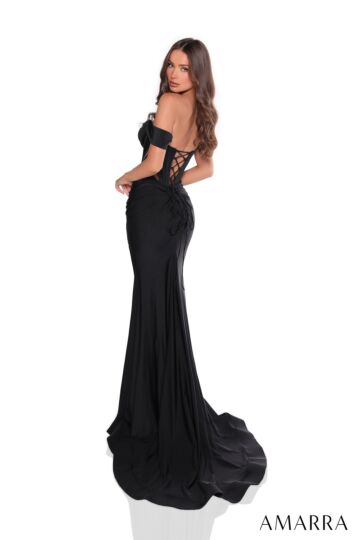 Amarra 88220 Ruched Skirt Off The Shoulder Corset Dress