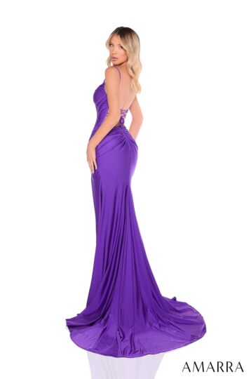 Amarra 88326 Ruched Skirt Lace-Up Back Corset Dress