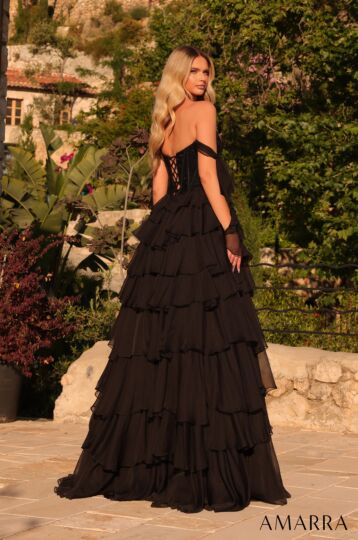 Amarra 89285 Tiered Ruffle Skirt Off The Shoulder Dress