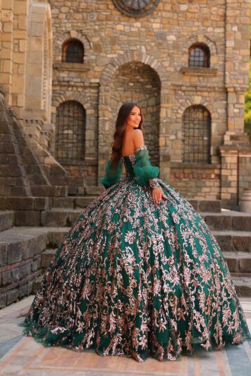 Amarra 54238 Sheer Bishop Sleeve Sweetheart Neck Dress
