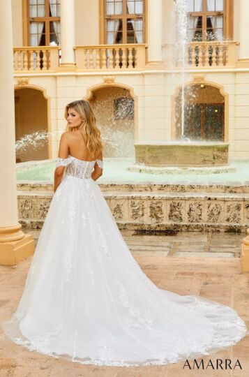 Amarra 84373 Hannah Off-The-Shoulder Sweetheart Neck Bridal Dress