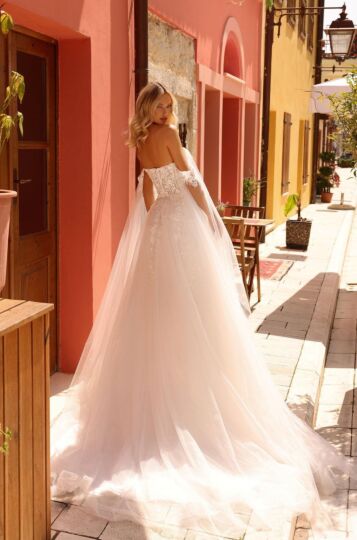 Amarra 85703 Hollie Off-The-Shoulder Cape Sleeve Wedding Dress