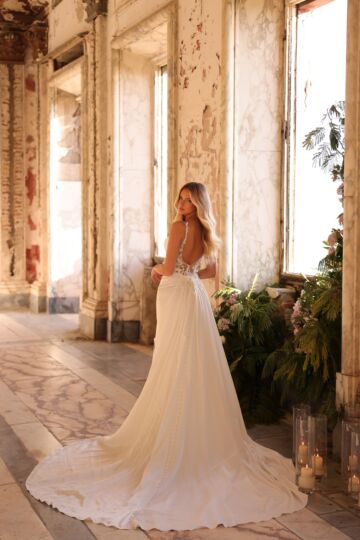 Amarra 44015 Penny Applique Strap Illusion Back Wedding Gown