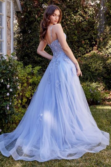 Andrea and Leo A1417 Illusion Bodice Lace-Up Back Dress