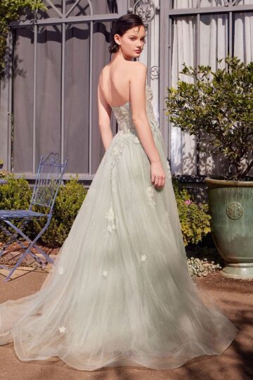 Andrea and Leo A1418 High Slit Strapless Sweetheart Dress