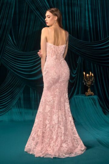 Andrea and Leo A1499 Lili Slit Skirt Floral Lace Dress