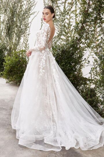 Andrea and Leo A1067WC Yvaine Long Sleeve V-Back Wedding Dress