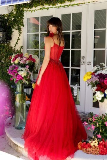 Ava Presley 29530 Beaded Sweetheart Neck Basque Waist Dress