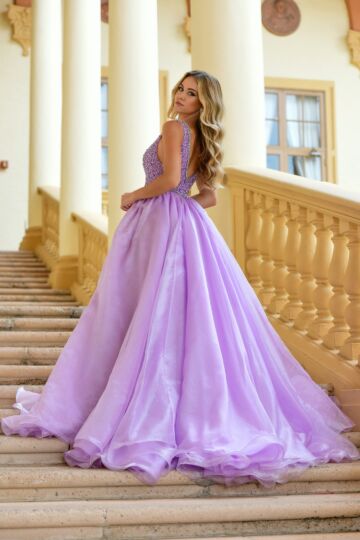 Ava Presley 38342 Scoop Back Beaded Bodice Dress