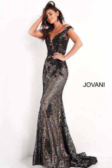 Jovani 06437 Black-Silver Prom Dress