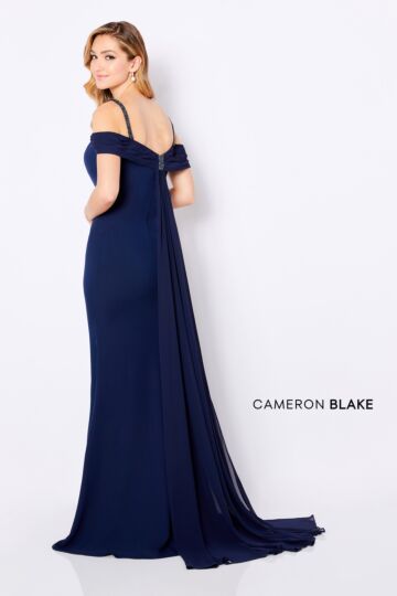 Cameron Blake 221692 Off The Shoulder with Watteau Train Dress